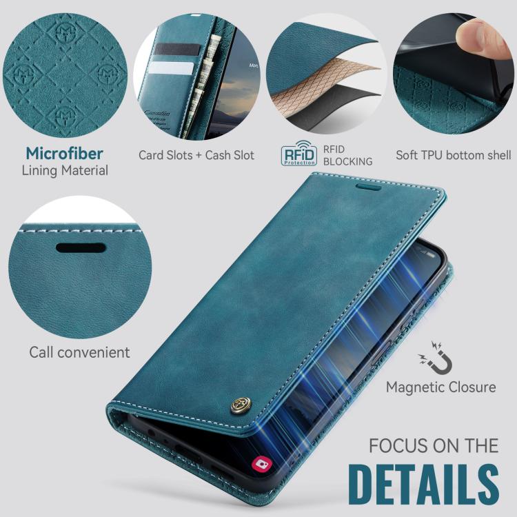 Funda CaseMe 033 para Samsung Galaxy A14, forro de piel de becerro, microfibra, con bloqueo RFID (verde)