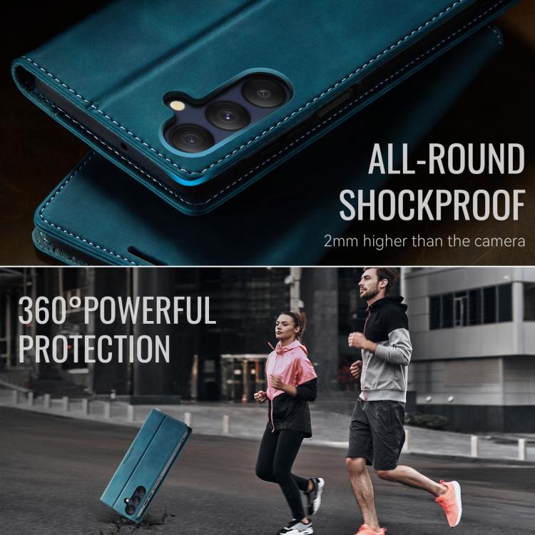 Funda para Samsung Galaxy A25 CaseMe 033 con forro de piel de becerro, microfibra y bloqueo RFID (verde)