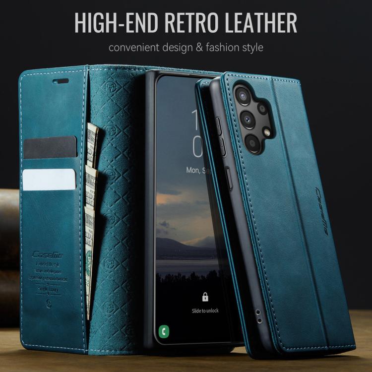 Funda CaseMe 033 para Samsung Galaxy A13/A04s, forro de piel de becerro, microfibra y bloqueo RFID (verde)
