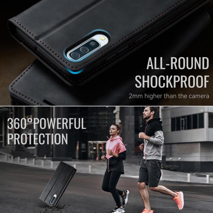 Funda CaseMe 033 para Samsung Galaxy A50s/A30s, forro de piel de becerro, microfibra y bloqueo RFID (negra)