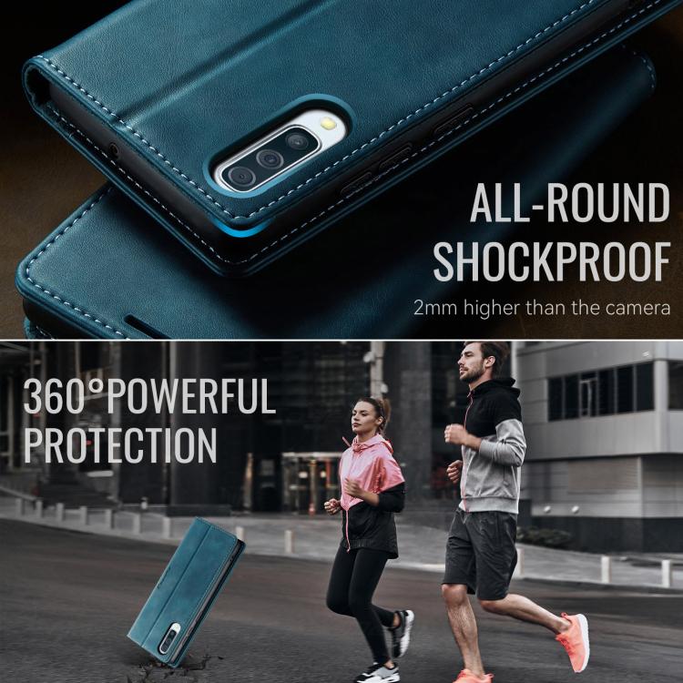 Funda CaseMe 033 para Samsung Galaxy A50s/A30s, forro de piel de becerro, microfibra y bloqueo RFID (verde)