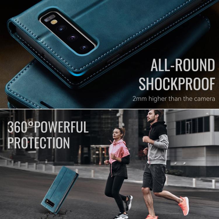 Funda para Samsung Galaxy S10 CaseMe 033 con forro de piel de becerro, microfibra y bloqueo RFID (verde)