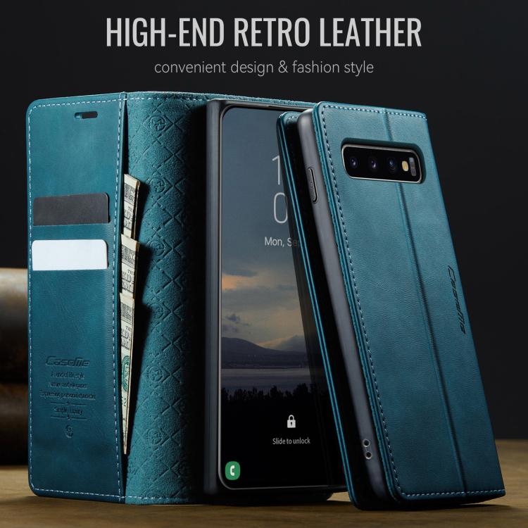 Funda CaseMe 033 para Samsung Galaxy S10+, forro de piel de becerro, microfibra y bloqueo RFID (verde)