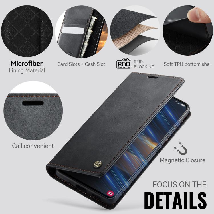 Funda CaseMe 033 para Samsung Galaxy S20 FE, forro de piel de becerro, microfibra, con bloqueo RFID (negra)
