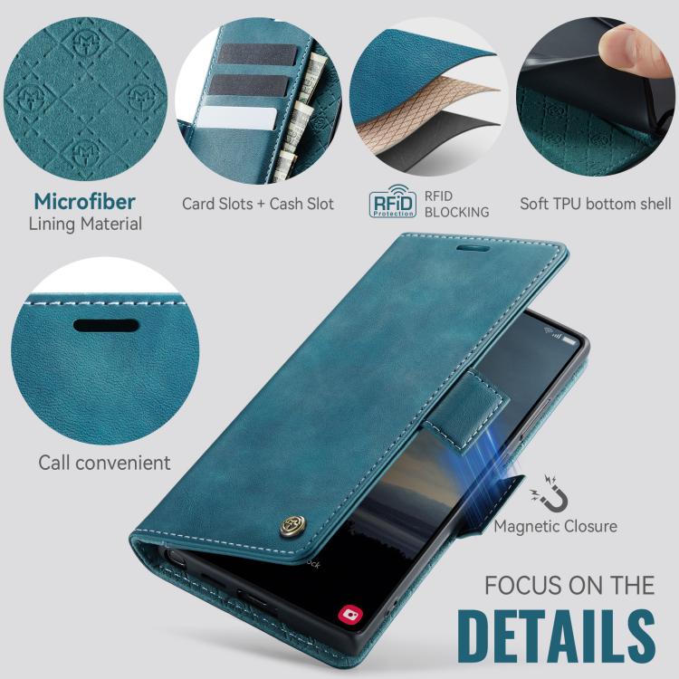 Funda CaseMe 033 para Samsung Galaxy S23 Ultra 5G, forro de piel de becerro, microfibra, con bloqueo RFID (verde)