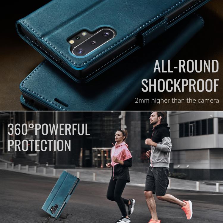 Funda CaseMe 033 para Samsung Galaxy Note10+, forro de piel de becerro, microfibra y bloqueo RFID (verde)