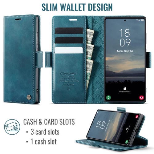 Funda CaseMe 033 para Samsung Galaxy Note20 Ultra, forro de piel de becerro, microfibra y bloqueo RFID (verde)