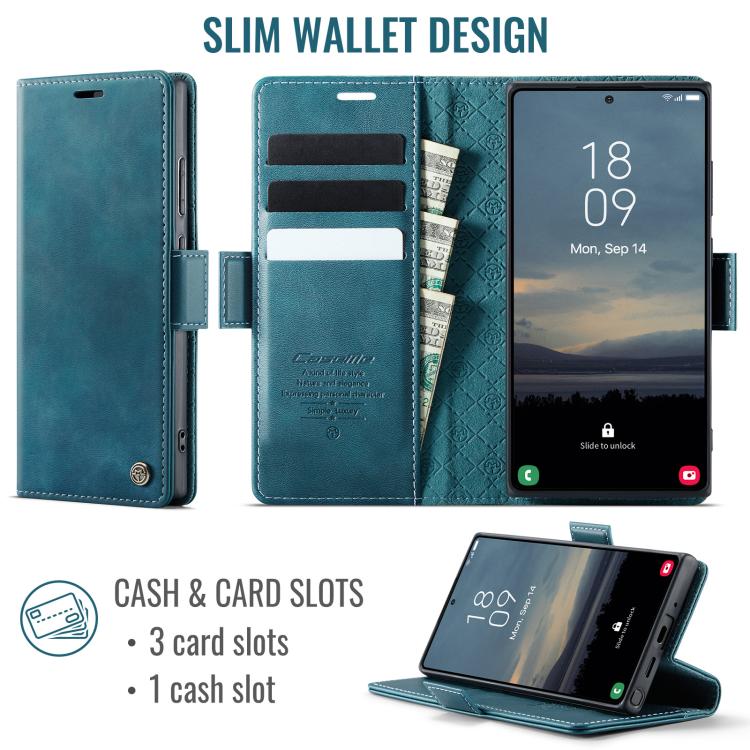 Funda CaseMe 033 para Samsung Galaxy Note20 Ultra, forro de piel de becerro, microfibra y bloqueo RFID (verde)