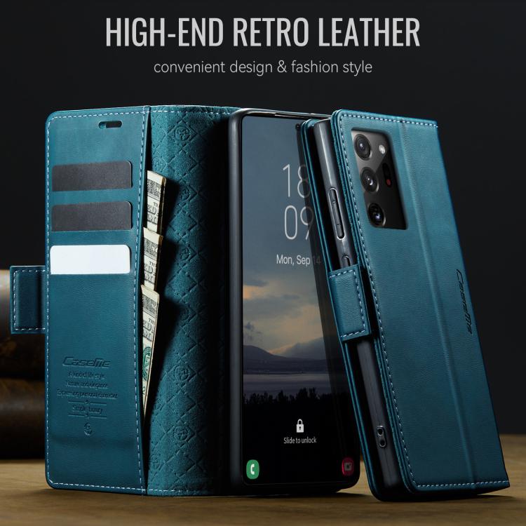 Funda CaseMe 033 para Samsung Galaxy Note20 Ultra, forro de piel de becerro, microfibra y bloqueo RFID (verde)