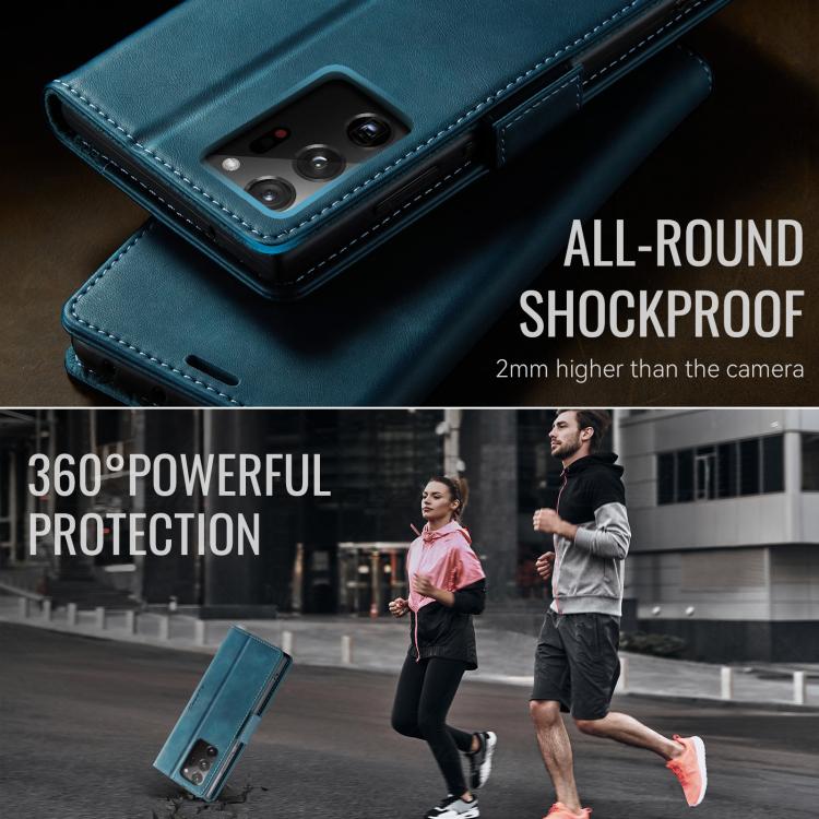 Funda CaseMe 033 para Samsung Galaxy Note20 Ultra, forro de piel de becerro, microfibra y bloqueo RFID (verde)