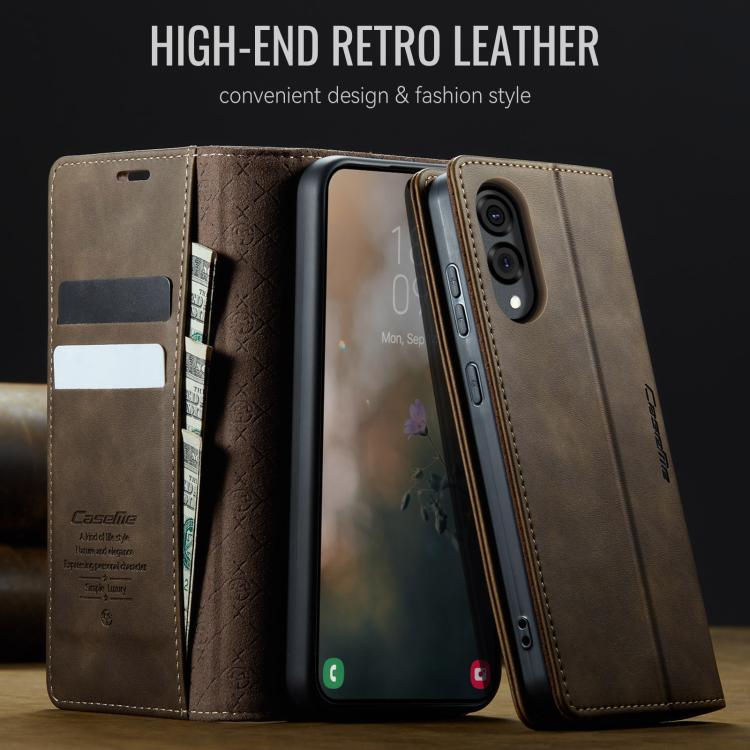 Funda para Samsung Galaxy S25 Edge CaseMe 033 con forro de piel de becerro, microfibra y bloqueo RFID (café)