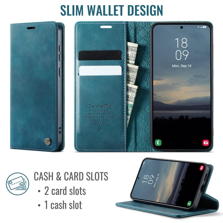 Funda para Samsung Galaxy S25 Edge CaseMe 033 con forro de piel de becerro, microfibra y bloqueo RFID (verde)