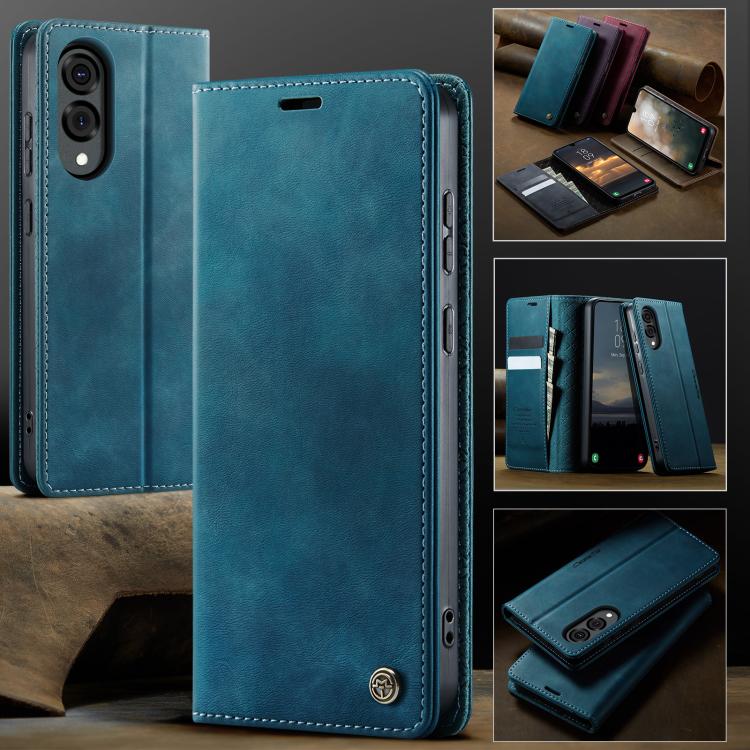 Funda para Samsung Galaxy S25 Edge CaseMe 033 con forro de piel de becerro, microfibra y bloqueo RFID (verde)