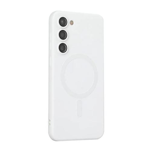 ENKAY - Funda de TPU mate MagSafe con película para lente para Samsung Galaxy S24 5G (blanca)