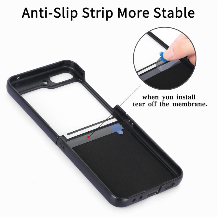 Funda trasera de cuero con textura de fibra de carbono para Samsung Galaxy Z Flip 7 5G (caqui)