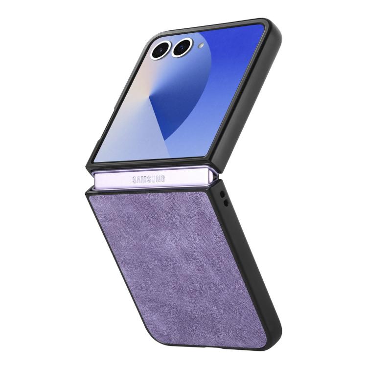 Funda trasera de cuero vintage para Samsung Galaxy Z Flip 7 5G (morado)
