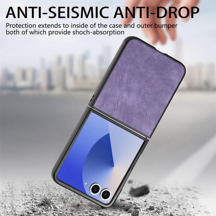 Funda trasera de cuero vintage para Samsung Galaxy Z Flip 7 5G (morado)