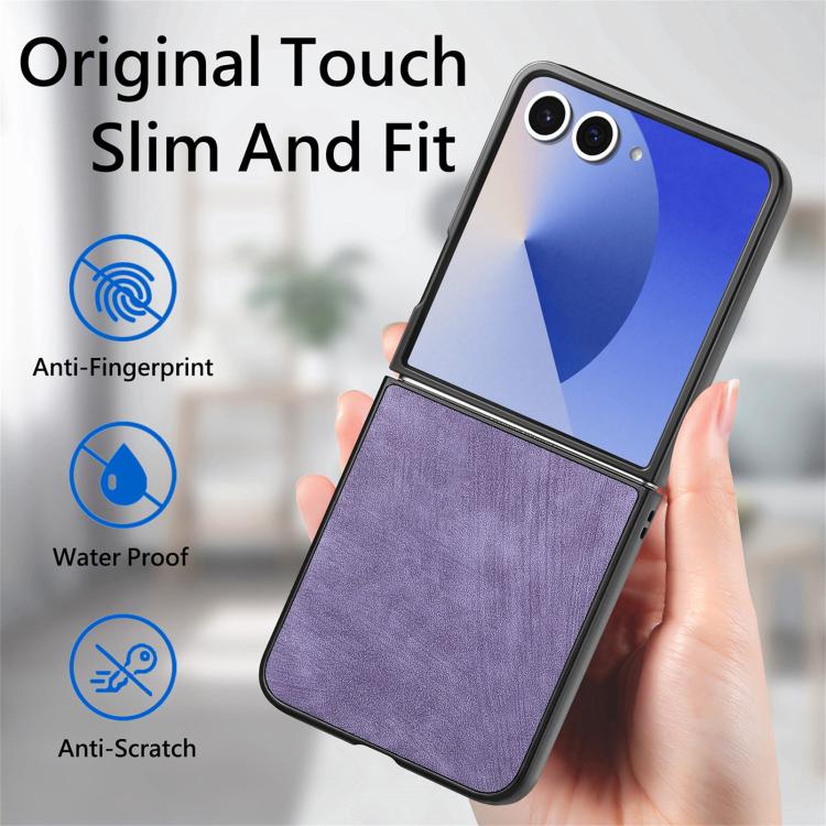 Funda trasera de cuero vintage para Samsung Galaxy Z Flip 7 5G (morado)