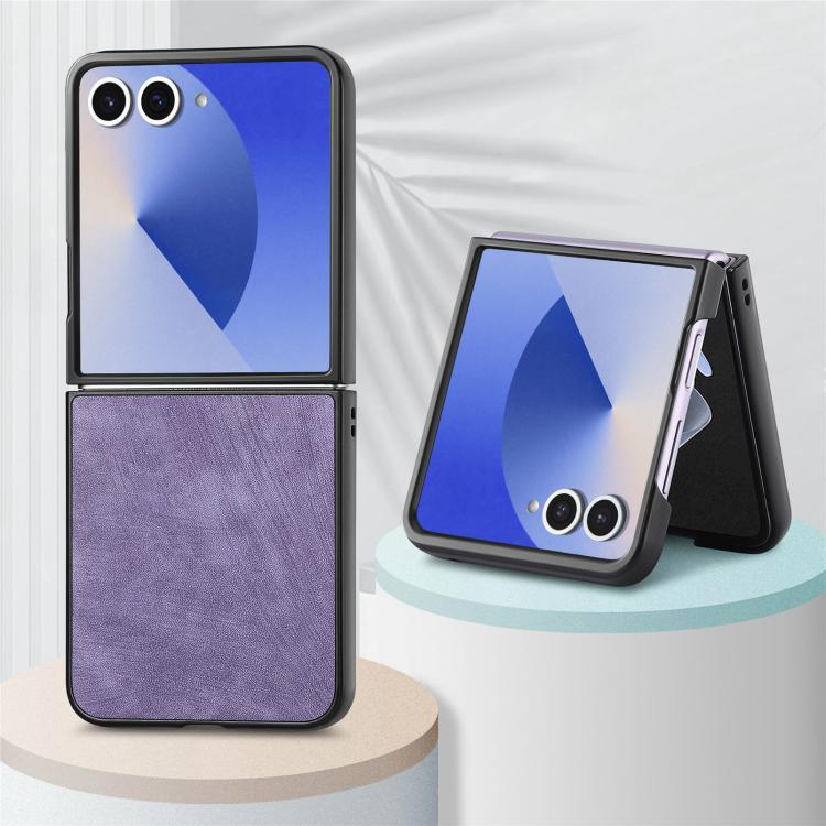 Funda trasera de cuero vintage para Samsung Galaxy Z Flip 7 5G (morado)