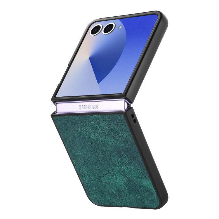 Funda trasera de cuero vintage para Samsung Galaxy Z Flip 7 5G (verde)
