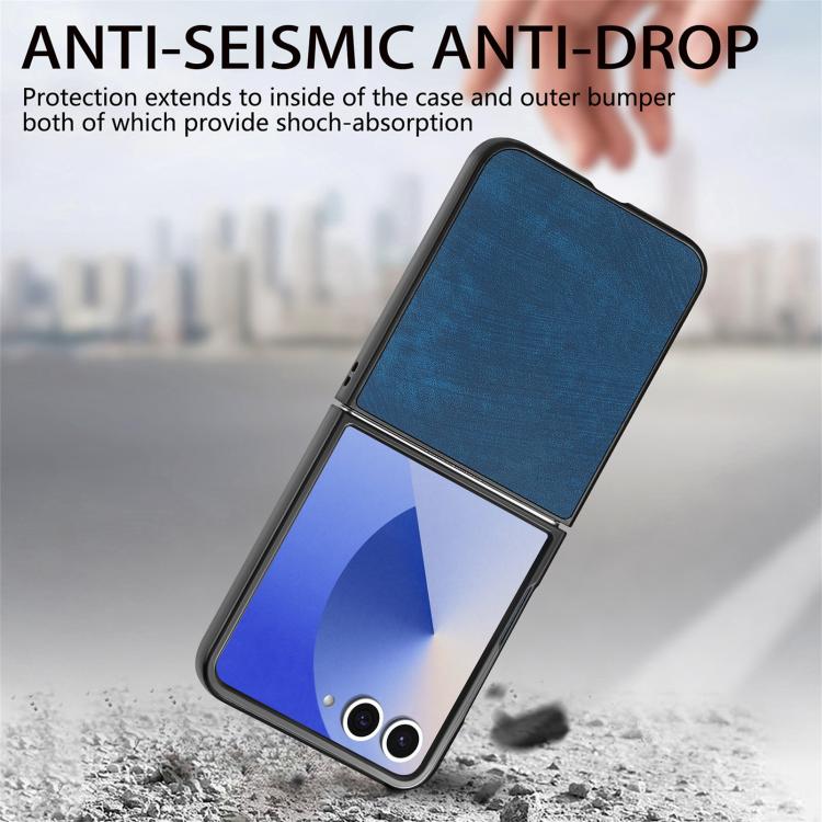 Funda trasera de cuero vintage para Samsung Galaxy Z Flip 7 5G (azul)