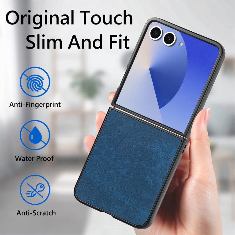Funda trasera de cuero vintage para Samsung Galaxy Z Flip 7 5G (azul)