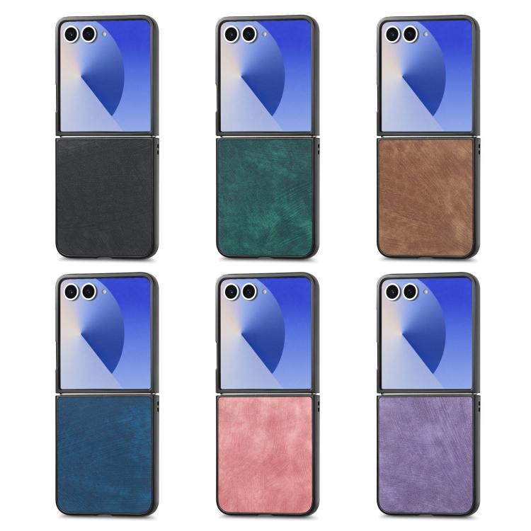 Funda trasera de cuero vintage para Samsung Galaxy Z Flip 7 5G (morado)