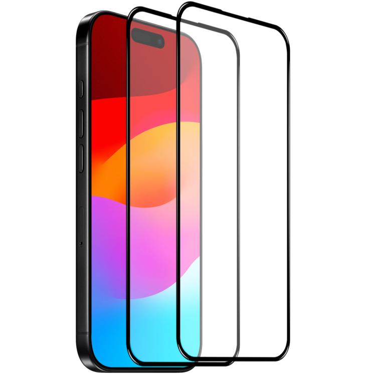 2 películas de vidrio templado con impresión de seda y pegamento completo NORTHJO A++ de 0,3 mm para iPhone 17 Pro.