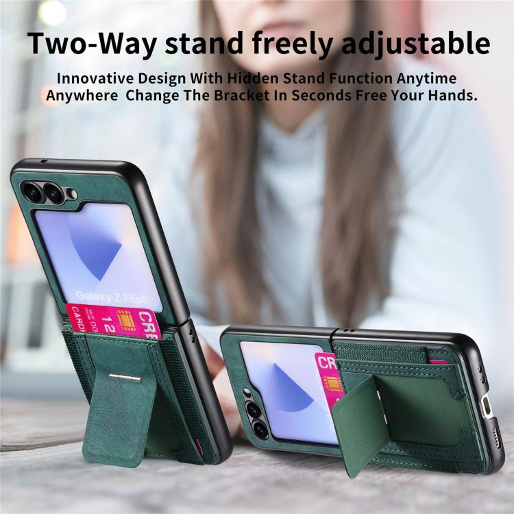 Funda de cuero retro plegable con soporte elástico para Samsung Galaxy Z Flip5 5G (verde)