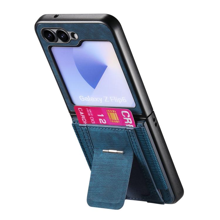 Funda de cuero retro plegable con soporte elástico para Samsung Galaxy Z Flip6 5G (azul)