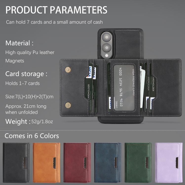 Funda de cuero plegable triple con imán fuerte MagSafe para Samsung Galaxy S25 Edge 5G (negro)