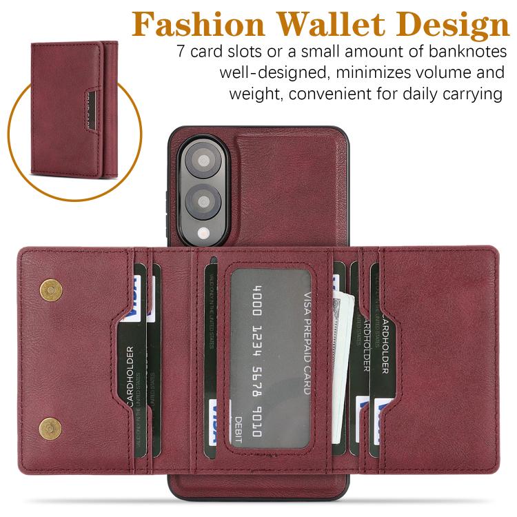 Funda de cuero plegable triple con imán fuerte MagSafe para Samsung Galaxy S25 Edge 5G (rojo)