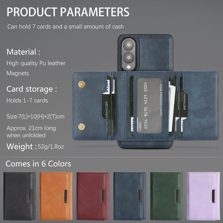 Funda de cuero plegable triple con imán fuerte MagSafe para Samsung Galaxy S25 Edge 5G (azul)