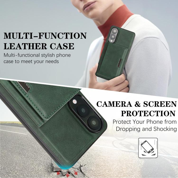 Funda de cuero plegable triple con imán fuerte MagSafe para Samsung Galaxy S25 Edge 5G (verde)