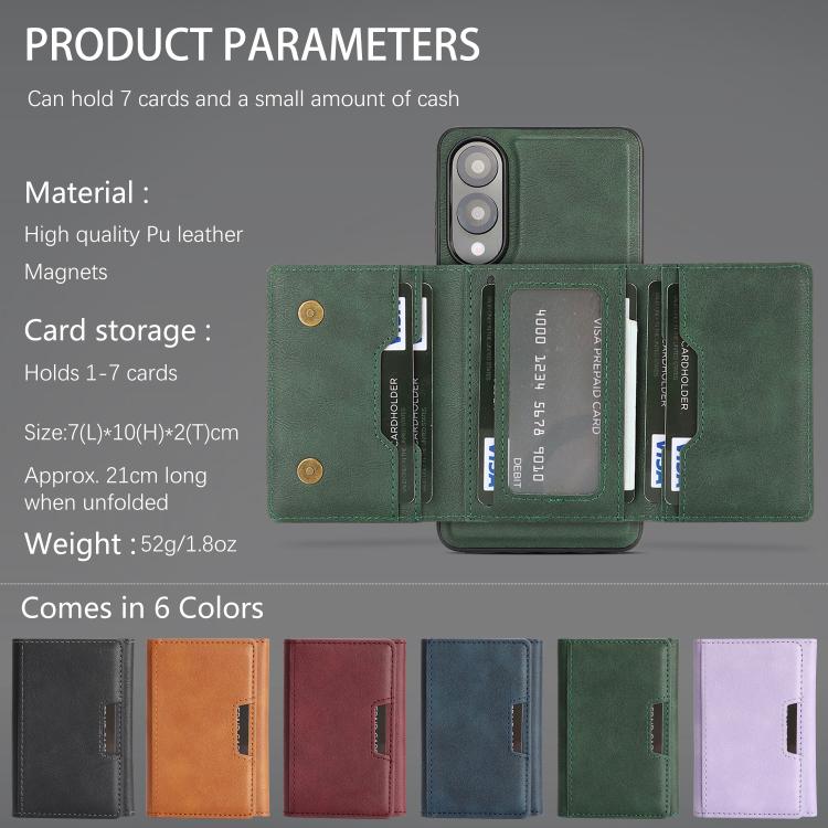 Funda de cuero plegable triple con imán fuerte MagSafe para Samsung Galaxy S25 Edge 5G (verde)