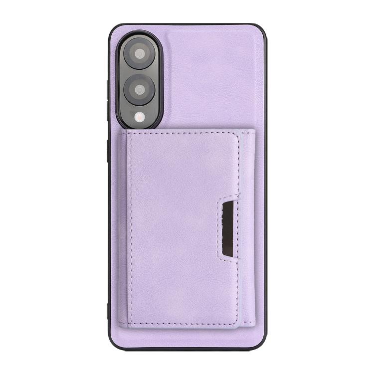 Funda de cuero plegable triple Kalebol con imán fuerte MagSafe para Samsung Galaxy S25 Edge 5G (morado)