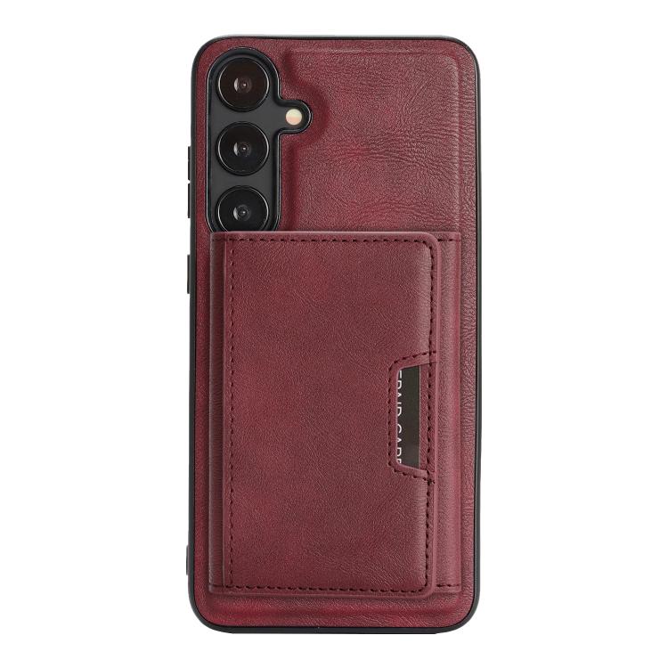 Funda de cuero plegable triple Kalebol con imán fuerte MagSafe para Samsung Galaxy S25+ 5G (roja)