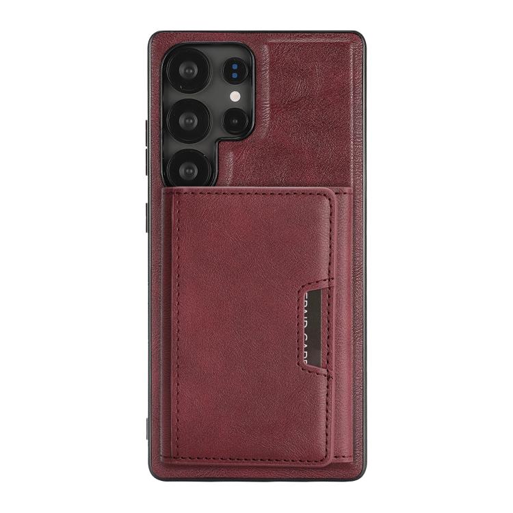 Funda de cuero plegable triple con imán fuerte MagSafe para Samsung Galaxy S23 Ultra 5G (rojo)