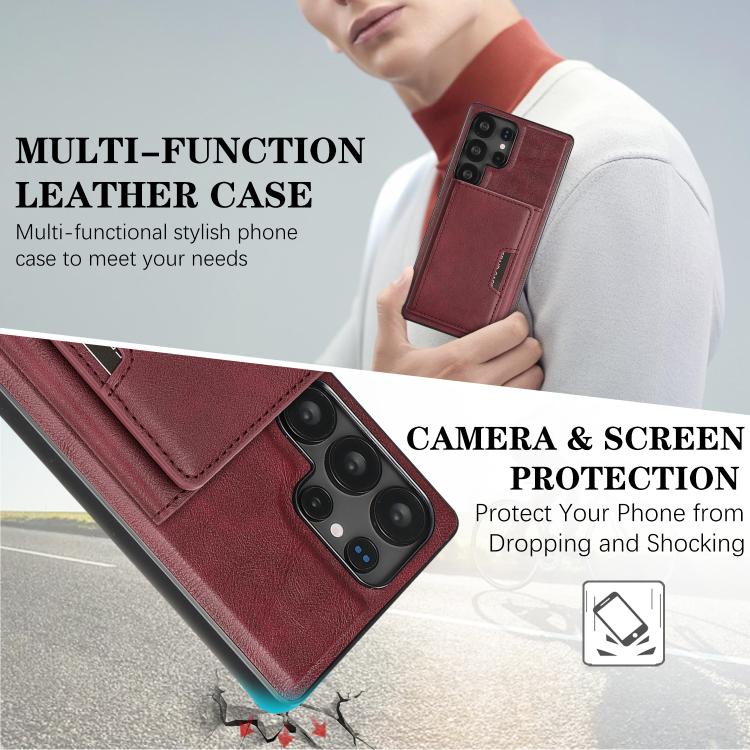 Funda de cuero plegable triple con imán fuerte MagSafe para Samsung Galaxy S23 Ultra 5G (rojo)
