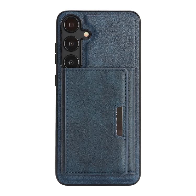 Funda de cuero plegable triple Kalebol con imán fuerte MagSafe para Samsung Galaxy S23+ 5G (azul)