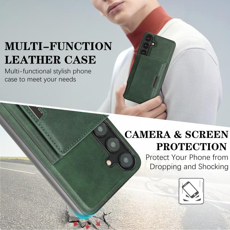 Funda de cuero plegable triple Kalebol con imán fuerte MagSafe para Samsung Galaxy S23+ 5G (verde)