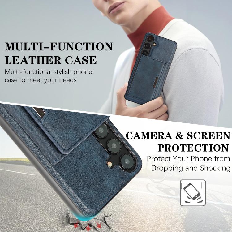 Funda de cuero plegable triple Kalebol con imán fuerte MagSafe para Samsung Galaxy S23 5G (azul)