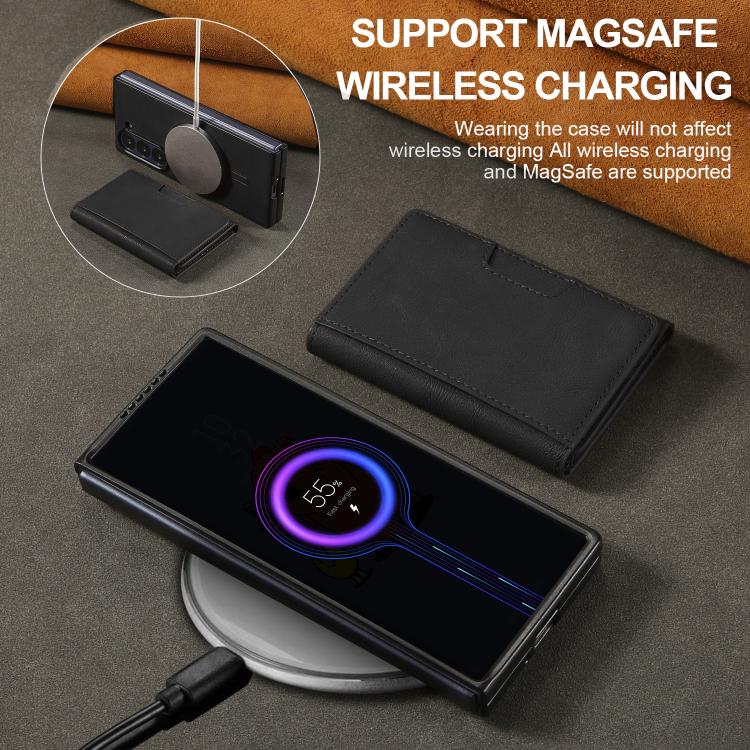 Funda de cuero plegable triple con imán fuerte Kalebol para Samsung Galaxy Z Fold7 (negro)