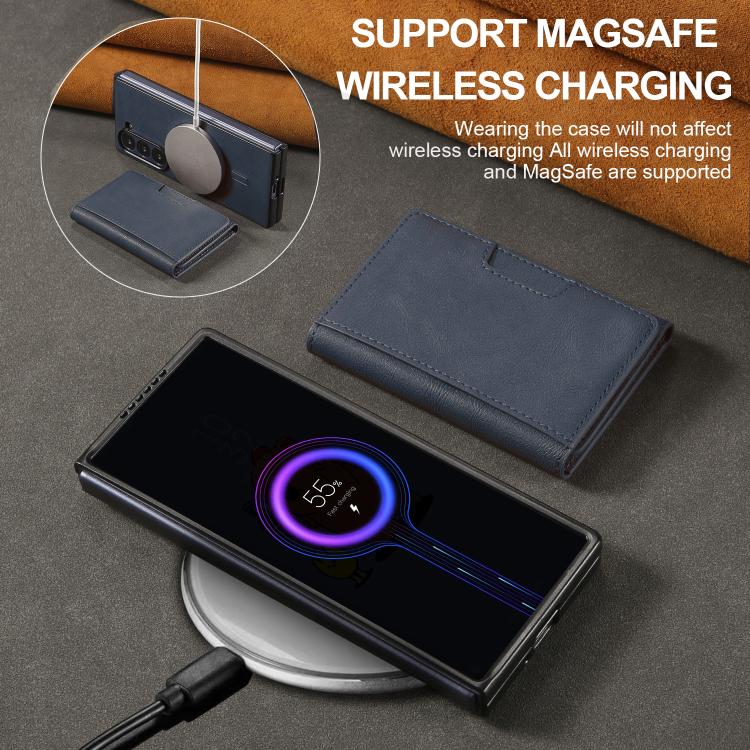 Funda de cuero plegable triple con imán fuerte Kalebol para Samsung Galaxy Z Fold6 (azul)