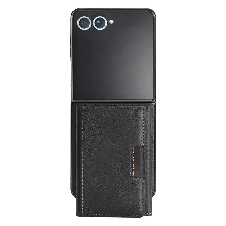 Funda de cuero plegable triple con imán fuerte Kalebol para Samsung Galaxy Z Flip7 (negro)