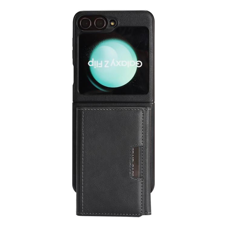 Funda de cuero plegable triple con imán fuerte MagSafe para Samsung Galaxy Z Flip6 (negro)