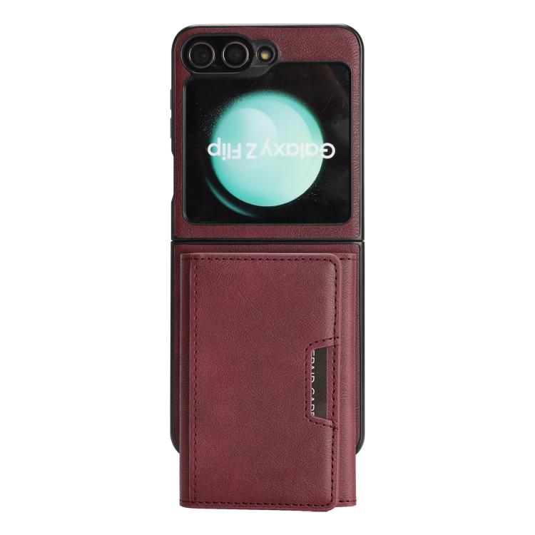 Funda de cuero plegable triple con imán fuerte Kalebol para Samsung Galaxy Z Flip6 (rojo)