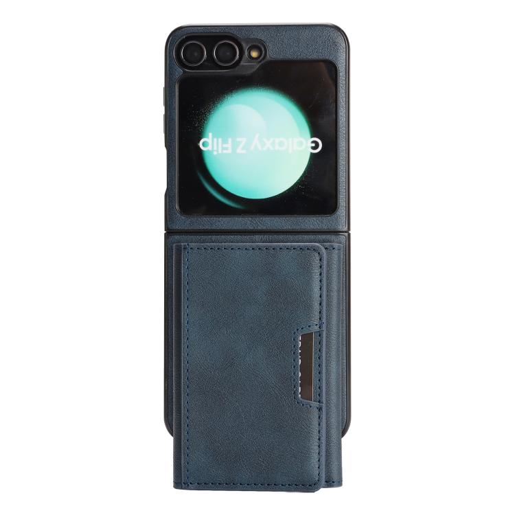 Funda de cuero plegable triple con imán fuerte MagSafe para Samsung Galaxy Z Flip6 (azul)