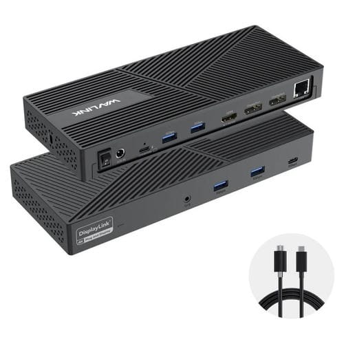 Estación de carga DisplayLink WAVLINK UG69PD24 12 en 1 PD de 100 W para Thunderbolt 4/3 (enchufe estadounidense)