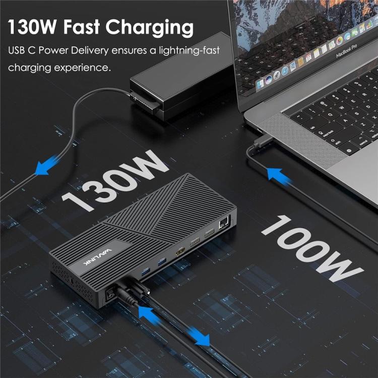 Estación de carga WAVLINK UG69PD24 12 en 1 PD 100 W para Thunderbolt 4/3 (Reino Unido)